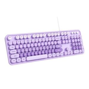 MOFII Large Print Keyboard, USB Wired Computer Keyboard Purple